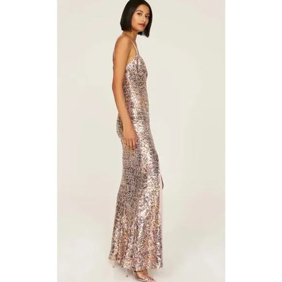 Dress The Population Tori Sequin Mermaid Gown Sweetheart Slit Formal Maxi Dress - Picture 4 of 16